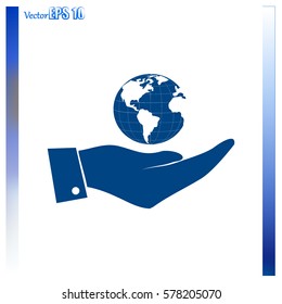 Hand with earth icon