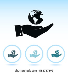 Hand with earth icon