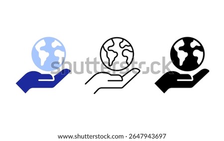 Hand and earth icon SDGs environmental issues climate measures vector illustration