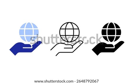 Hand and earth icon SDGs environmental issues climate measures vector illustration