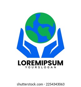 hand  and earth logo design 