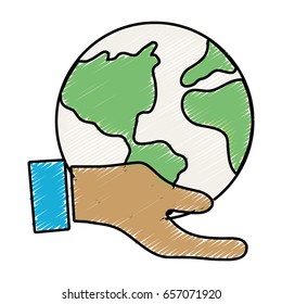 hand with earth planet to environment care
