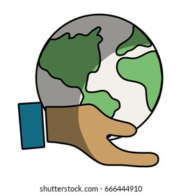 hand with earth planet to environment care