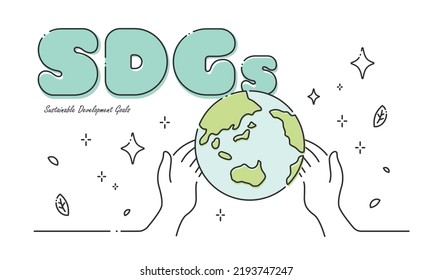 Hand and earth SDGs image vector illustration