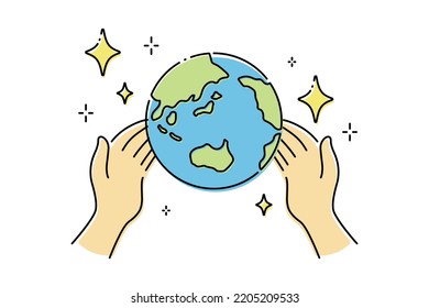 Hand and Earth SDGs vector illustration