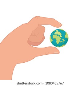 Hand and earth vector. free space for text. wallpaper. background.