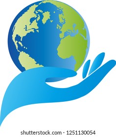 Hand and earth, world globe