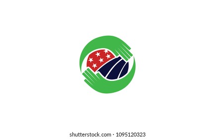 hand eco flag vector logo