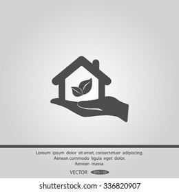 hand and Eco House icon.