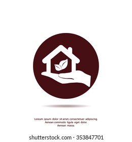 hand and Eco House icon.