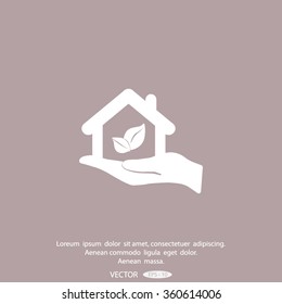 hand and Eco House icon.