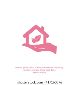 hand and Eco House icon.