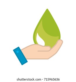 hand with ecological drop to environment care