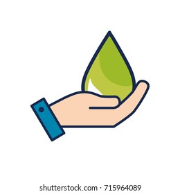 hand with ecological drop to environment care