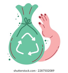 hand with ecology bag icon isolated