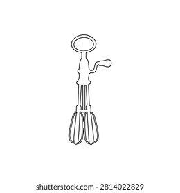 hand egg beater outline isolated on white background