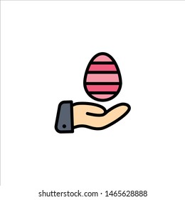 Hand, Egg, Easter, Nature Business Logo Template. Flat Color. Vector Icon Template background