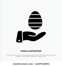 Hand, Egg, Easter, Nature solid Glyph Icon vector