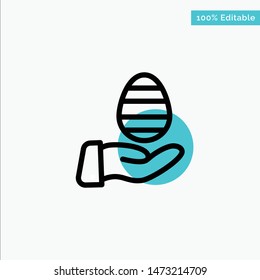 Hand, Egg, Easter, Nature turquoise highlight circle point Vector icon
