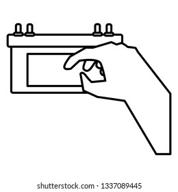 hand with electric battery car
