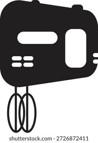 Plantilla de diseño de Vector de icono de mezclador eléctrico de mano simple y limpia y silueta de un mezclador de mano con batidor para tareas de horneado y cocina