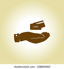 hand and electronic card  icon