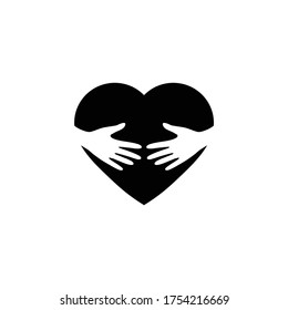  hand embrace heart  icon vector