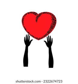 Hand embracing heart with love vector illustrator, embracing love symbol