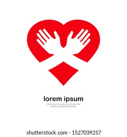Hand embracing with love. vector illustration