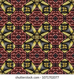 Hand embroidery designs with geometric ornament. Pattern for surface design, textiles, printing, wallpaper.