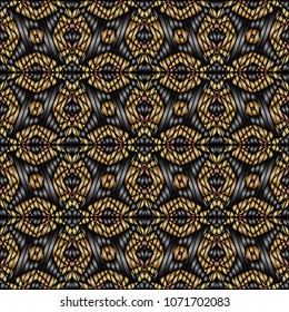 Hand embroidery designs with geometric ornament. Pattern for surface design, textiles, printing, wallpaper.