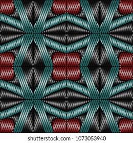 Hand embroidery designs with geometric ornament. Pattern for surface design, textiles, printing, wallpaper.