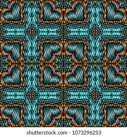 Hand embroidery designs with geometric ornament. Pattern for surface design, textiles, printing, wallpaper.