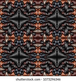 Hand embroidery designs with geometric ornament. Pattern for surface design, textiles, printing, wallpaper.