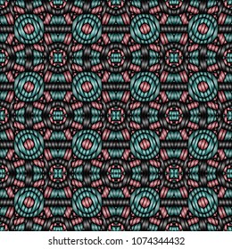 Hand embroidery designs with geometric ornament. Pattern for surface design, textiles, printing, wallpaper.