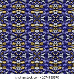 Hand embroidery designs with geometric ornament. Pattern for surface design, textiles, printing, wallpaper.