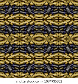 Hand embroidery designs with geometric ornament. Pattern for surface design, textiles, printing, wallpaper.