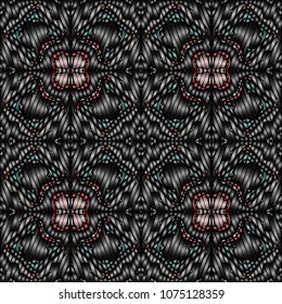 Hand embroidery designs with geometric ornament. Pattern for surface design, textiles, printing, wallpaper.