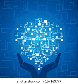Hand emitting squares stock vector