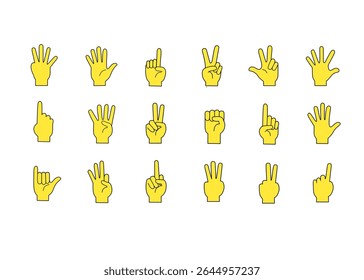 Hand Emoji Icon Set - No Skin Tone - Editable Stroke