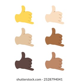 Mano emoji Ilustración vectorial expresión llámame shaka