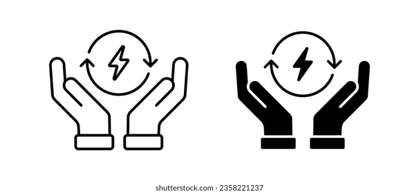 Hand with energy vector icon. Eco energy symbol. Energy saving sign
