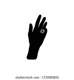 Ilustración vectorial de icono negro del anillo de mano y de compromiso