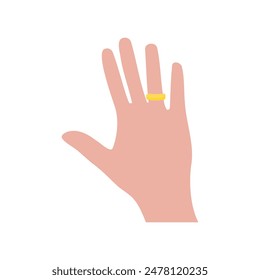 Hand with engagement ring in cute style