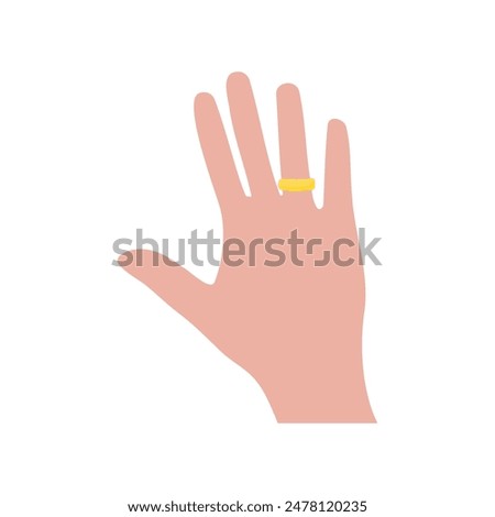 Hand with engagement ring in cute style