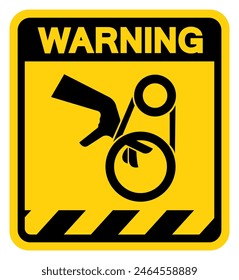 Hand Entanglement Belt Drive Warning Sign, Vector Illustration, Isolate On White Background Label .EPS10