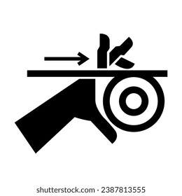 Hand Entanglement Belt and Rollers Black Icon,Vector Illustration, Isolate On White Background Label. EPS10