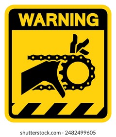 Hand Entanglement Chain Drive Warning Sign, Vector Illustration, Isolate On White Background Label .EPS10