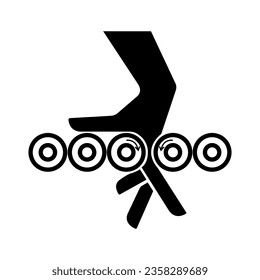 Rodadores De Enredo Mano Icono Negro, Ilustración Vector, Aislado En Etiqueta De Fondo Blanco. EPS10