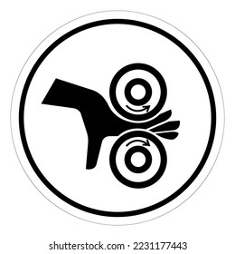 Rodajes De Enredo Mano De Signo De Símbolo Círculo, Ilustración Vectorial, Aislado En Etiqueta De Fondo Blanco .EPS10